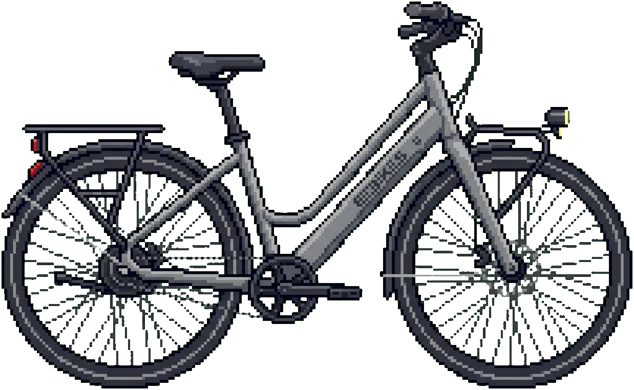Pixel-art city e-bike